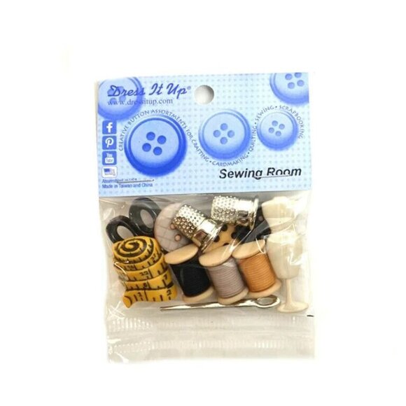 Dress It Up Buttons Sewing Room Craft Sewing Fastener Buttons Multi-Color 12-Pc - Picture 2 of 3